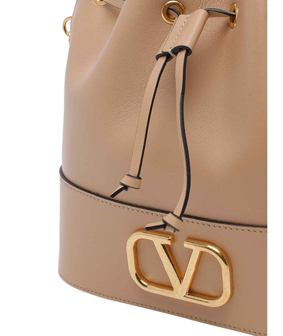 VALENTINO Бежевая кожаная сумка через плечо, фото 4