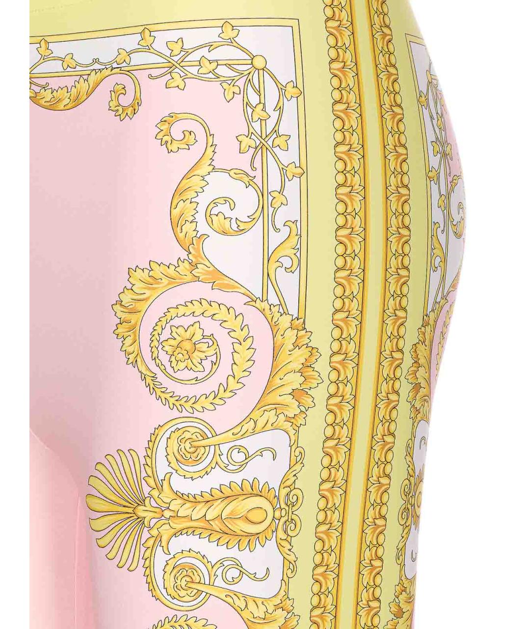 VERSACE Розовые полиамидовые леггинсы и велосипедки, фото 3