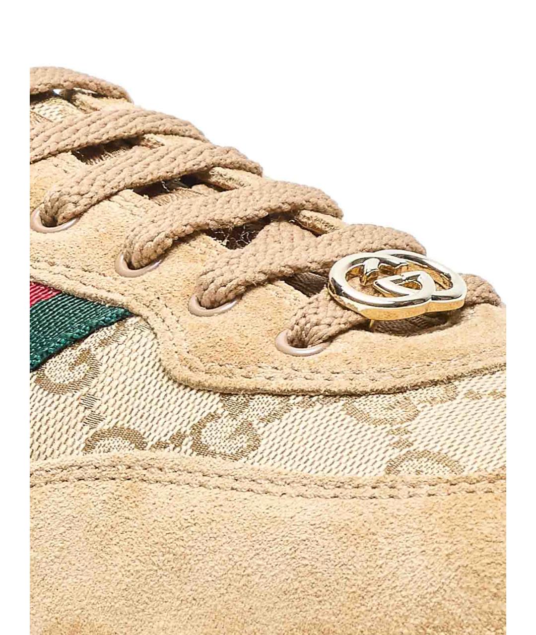 GUCCI Бежевые замшевые кроссовки, фото 3