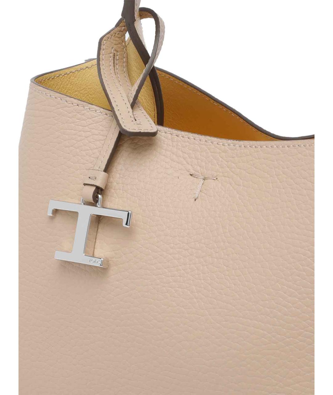TOD'S Бежевая кожаная сумка тоут, фото 4