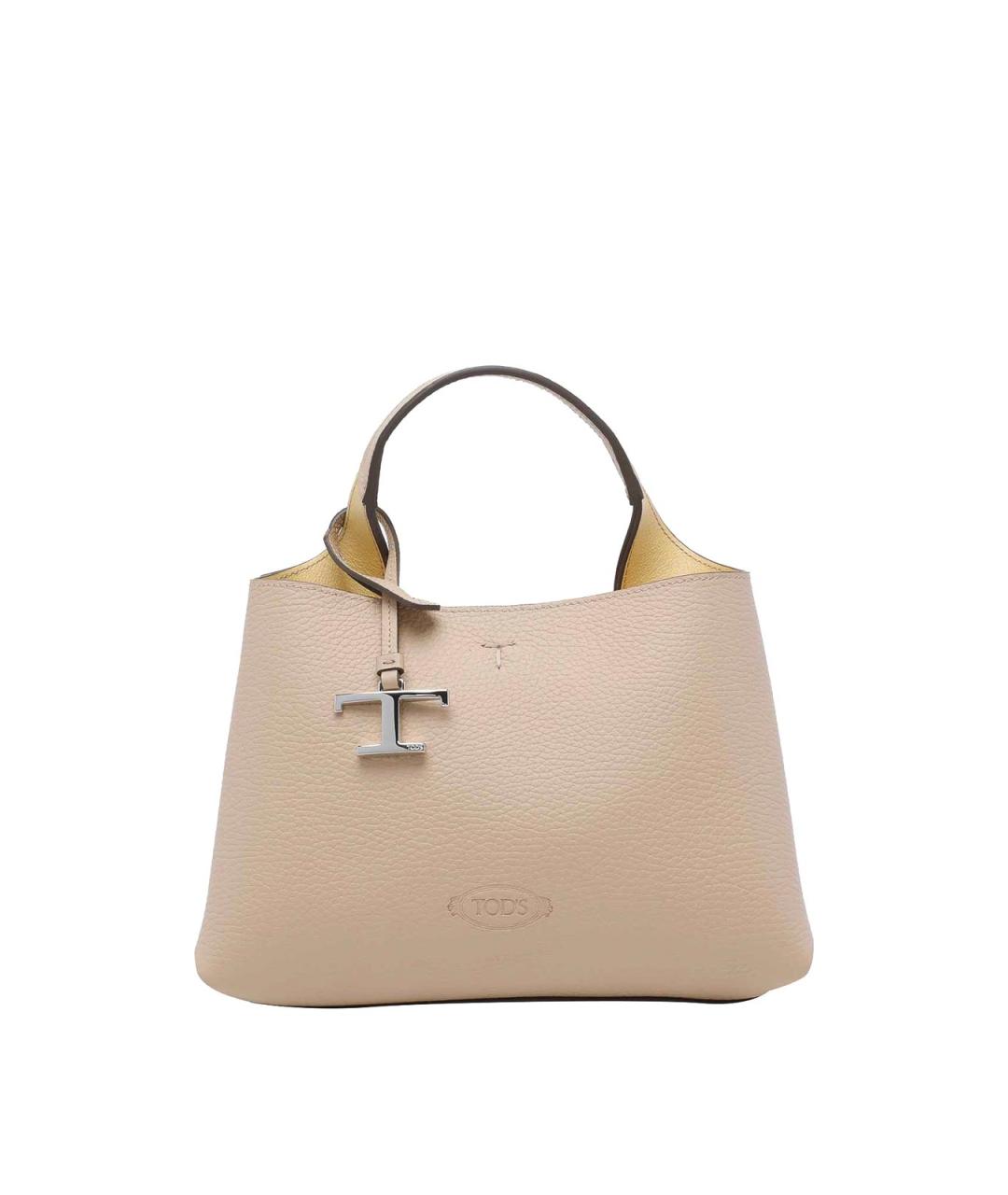TOD'S Бежевая кожаная сумка тоут, фото 1