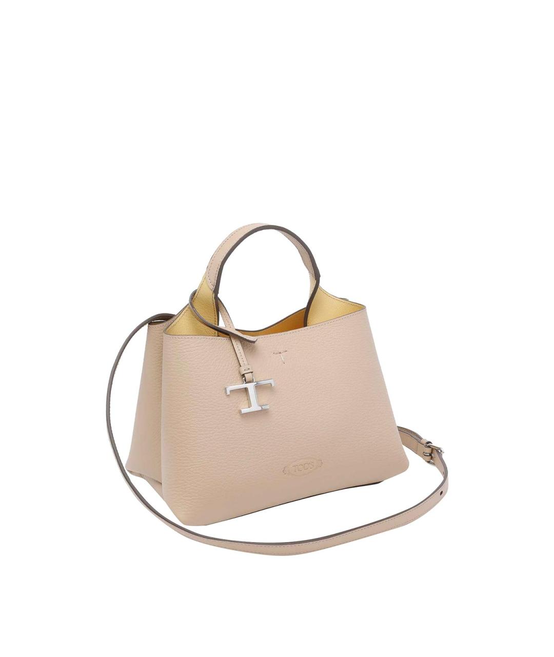 TOD'S Бежевая кожаная сумка тоут, фото 2