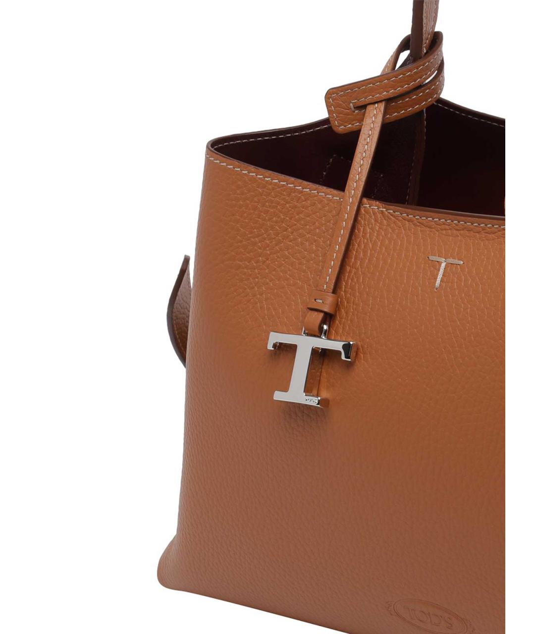 TOD'S Коричневая кожаная сумка тоут, фото 4