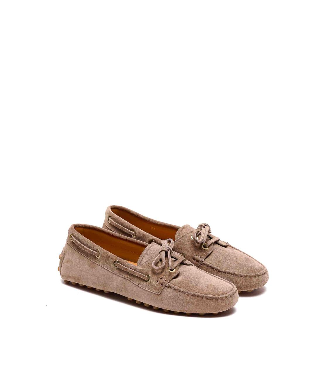 TOD'S Бежевые замшевые лоферы, фото 4