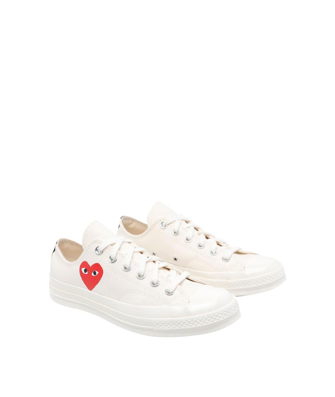 COMME DES GARÇONS PLAY Белые резиновые низкие кроссовки / кеды, фото 2