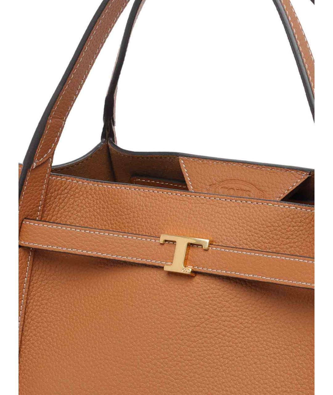 TOD'S Коричневая кожаная сумка тоут, фото 4