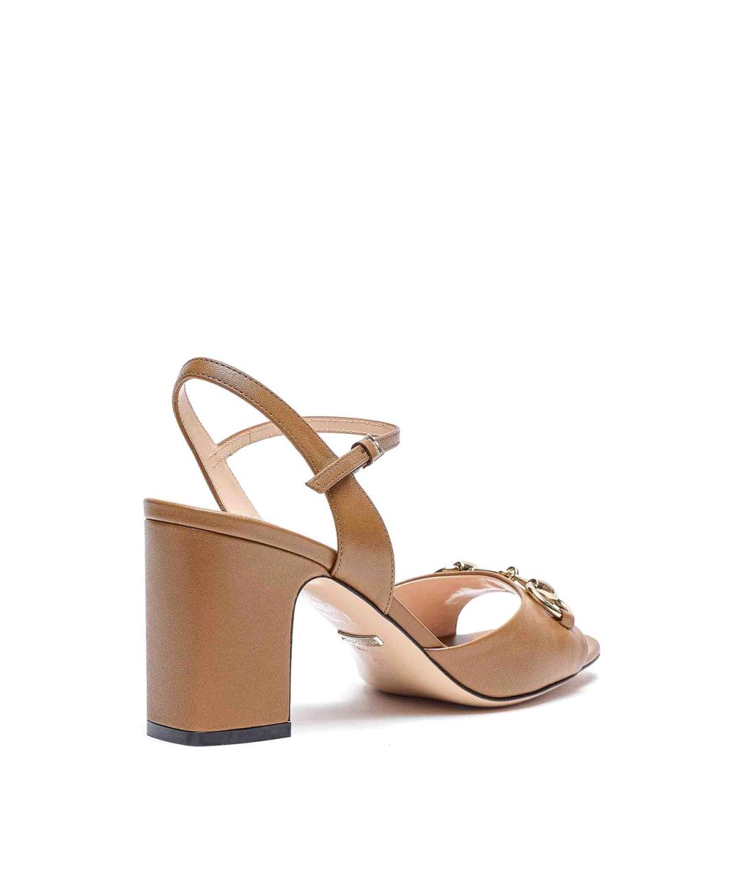 GUCCI Бежевые кожаные босоножки, фото 2