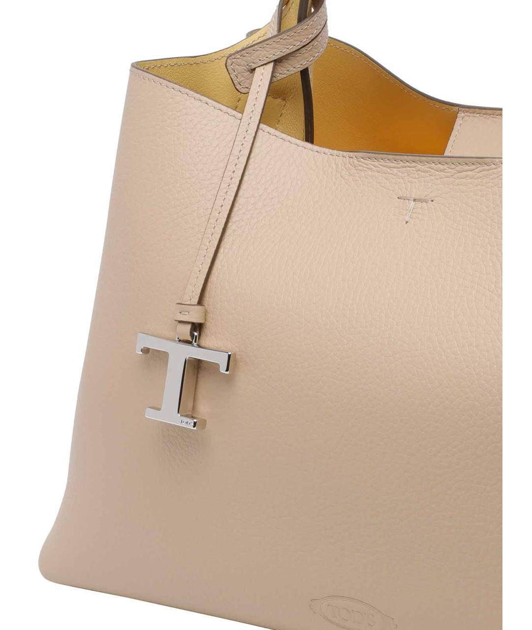 TOD'S Бежевая кожаная сумка тоут, фото 4