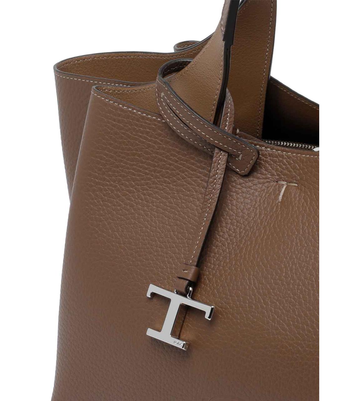 TOD'S Коричневая кожаная сумка тоут, фото 4