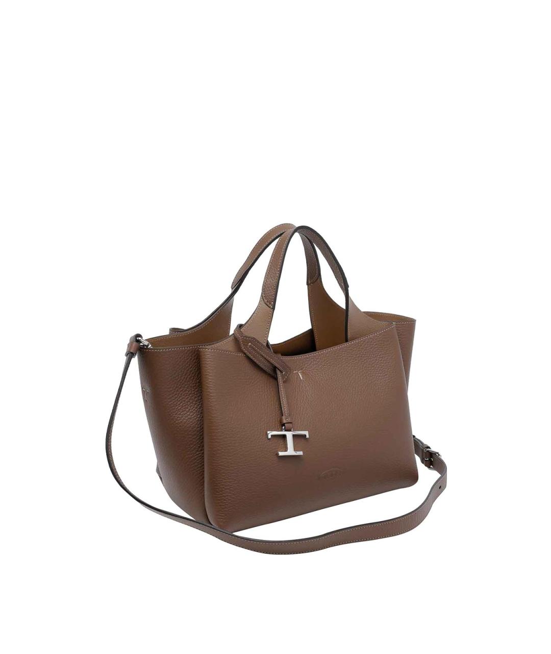 TOD'S Коричневая кожаная сумка тоут, фото 2