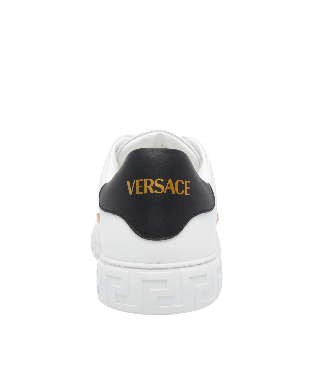 VERSACE Белые кожаные низкие кроссовки / кеды, фото 4