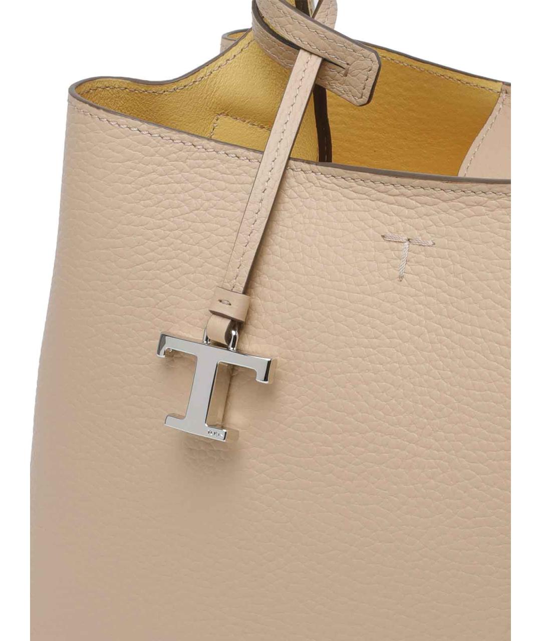 TOD'S Бежевая кожаная сумка тоут, фото 4