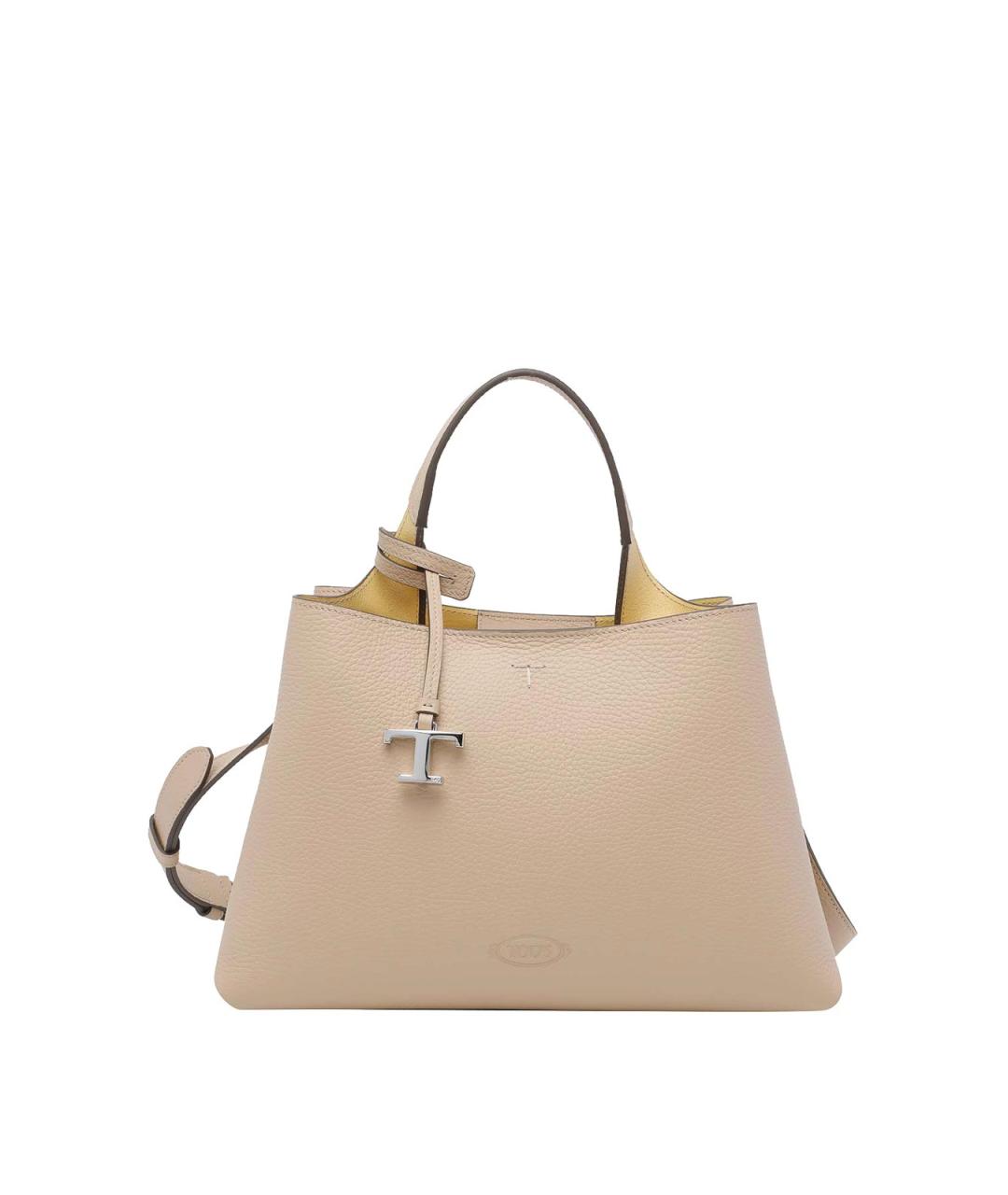 TOD'S Бежевая кожаная сумка тоут, фото 1