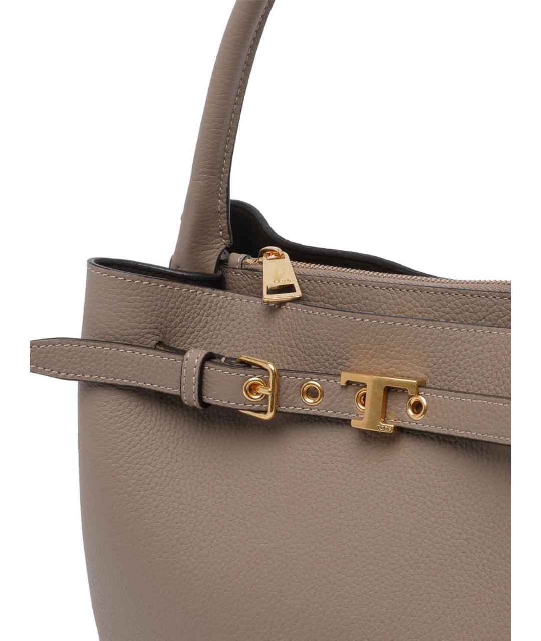 TOD'S Серая кожаная сумка тоут, фото 4