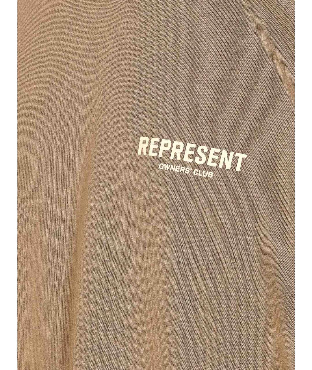 REPRESENT Коричневая хлопковая футболка, фото 3