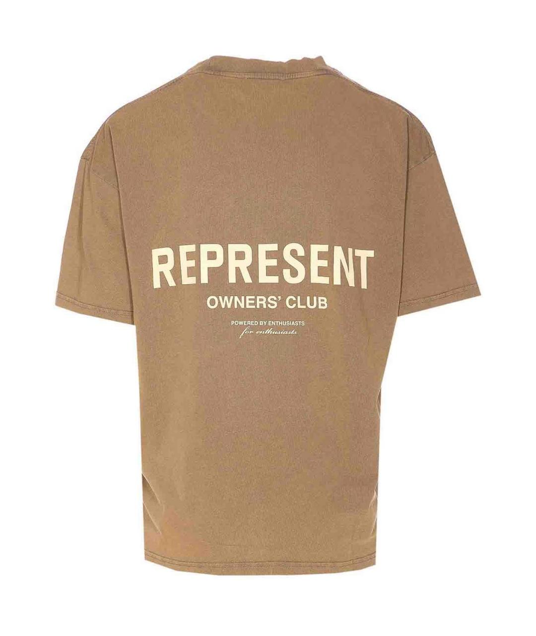 REPRESENT Коричневая хлопковая футболка, фото 2