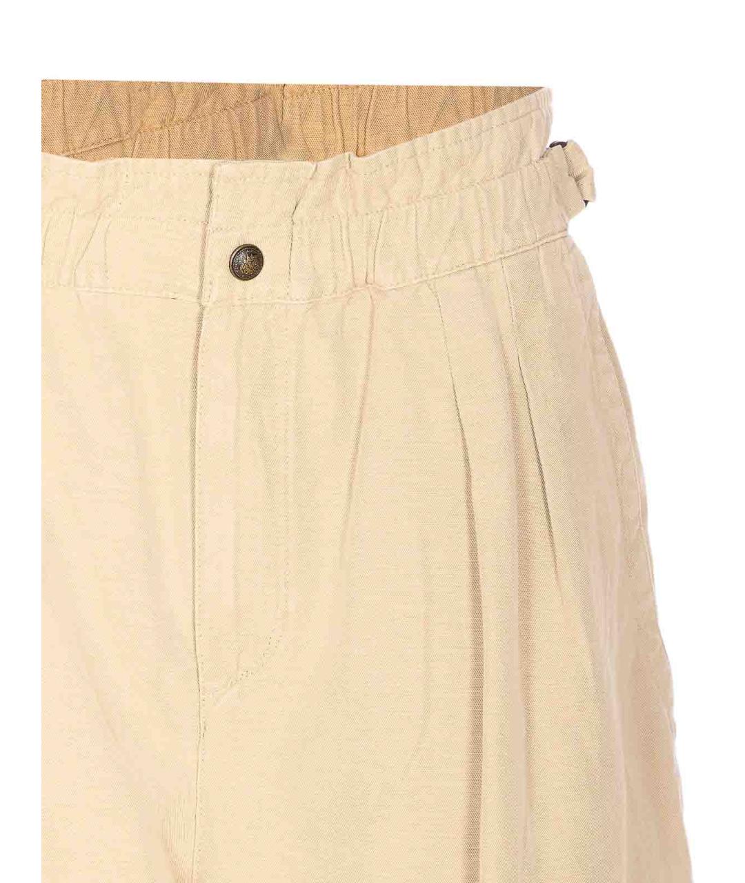 ISABEL MARANT Бежевые хлопковые прямые брюки, фото 4