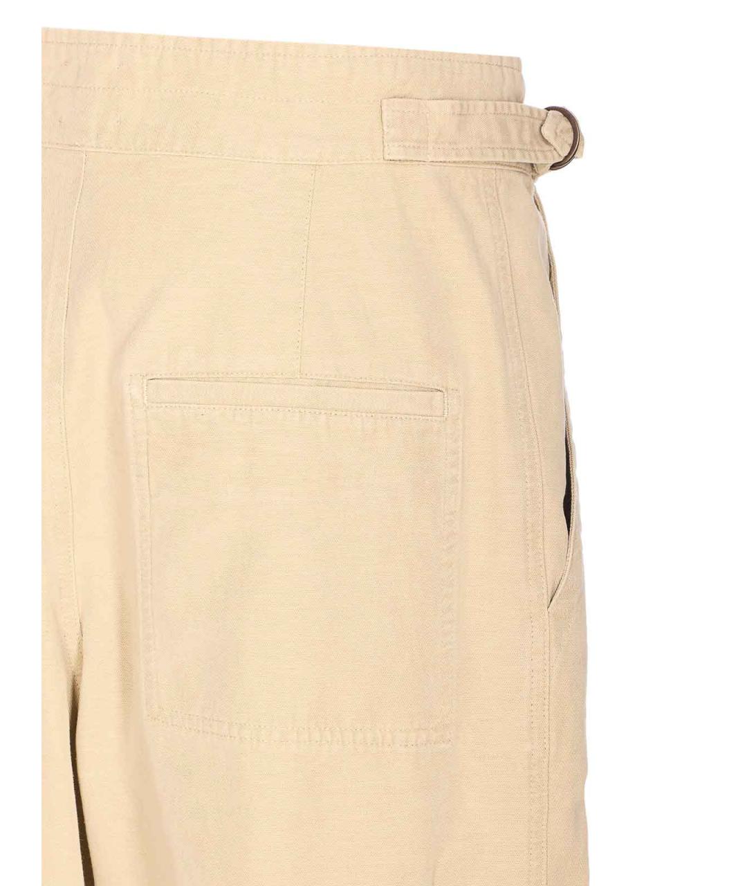ISABEL MARANT Бежевые хлопковые прямые брюки, фото 3