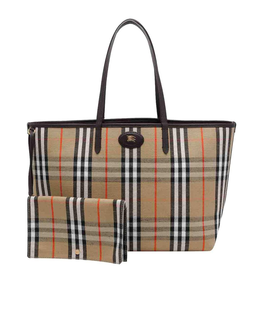 BURBERRY Коричневая кожаная сумка тоут, фото 4