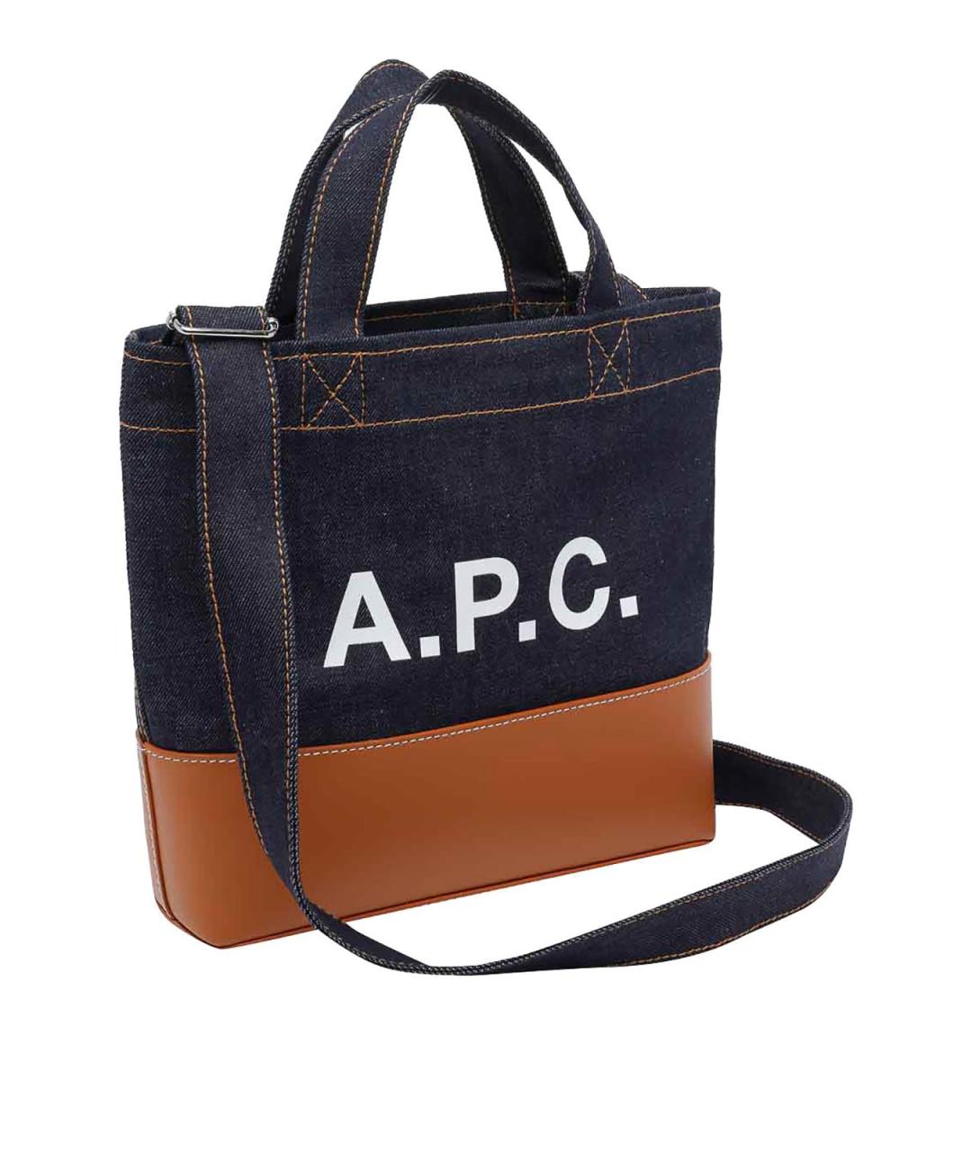 A.P.C. Синяя хлопковая сумка тоут, фото 2