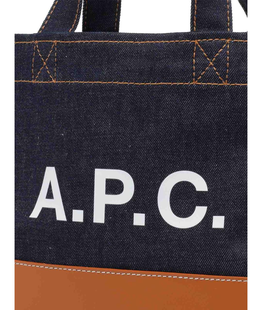 A.P.C. Синяя хлопковая сумка тоут, фото 4