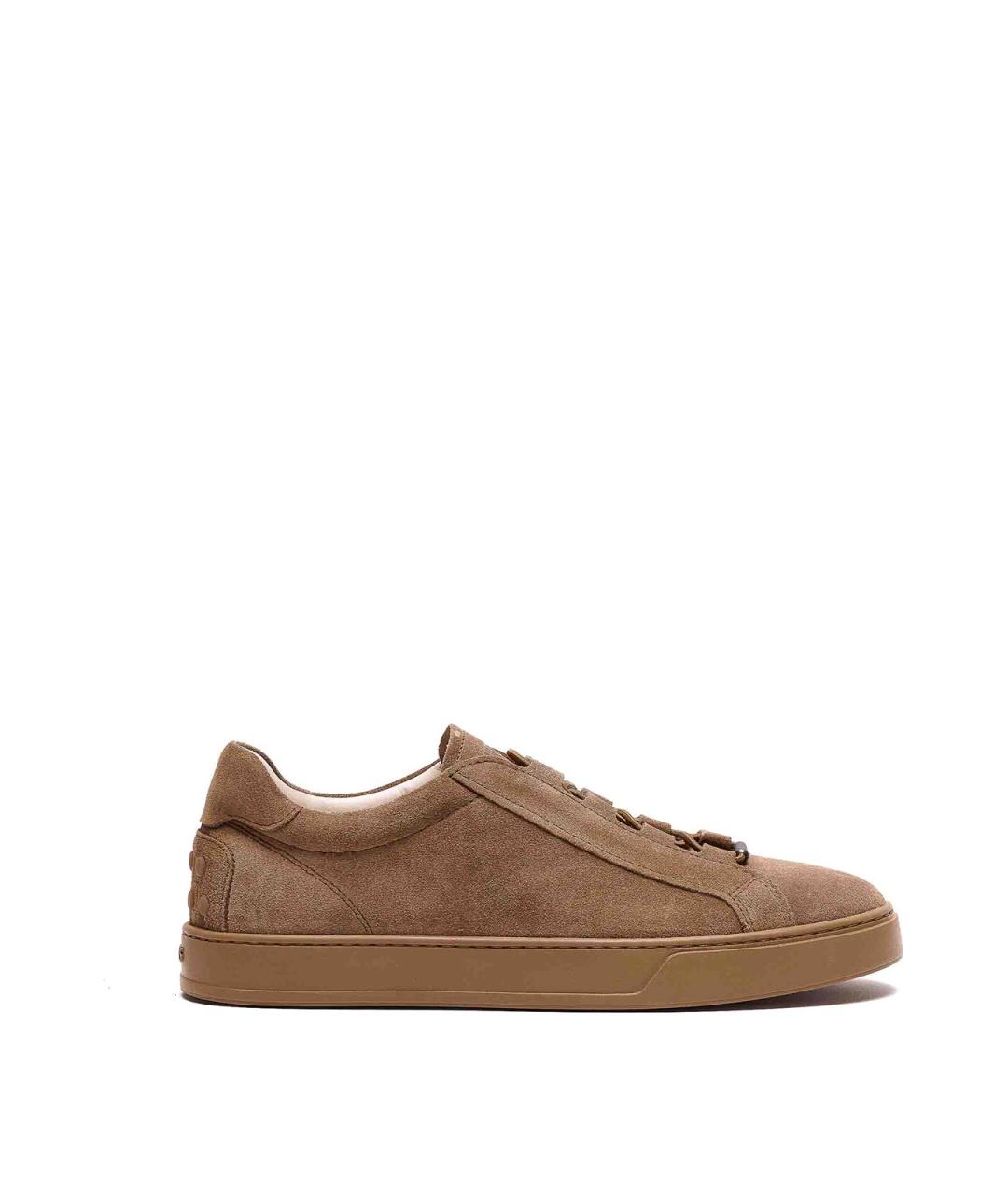 TOD'S Коричневые замшевые низкие кроссовки / кеды, фото 1