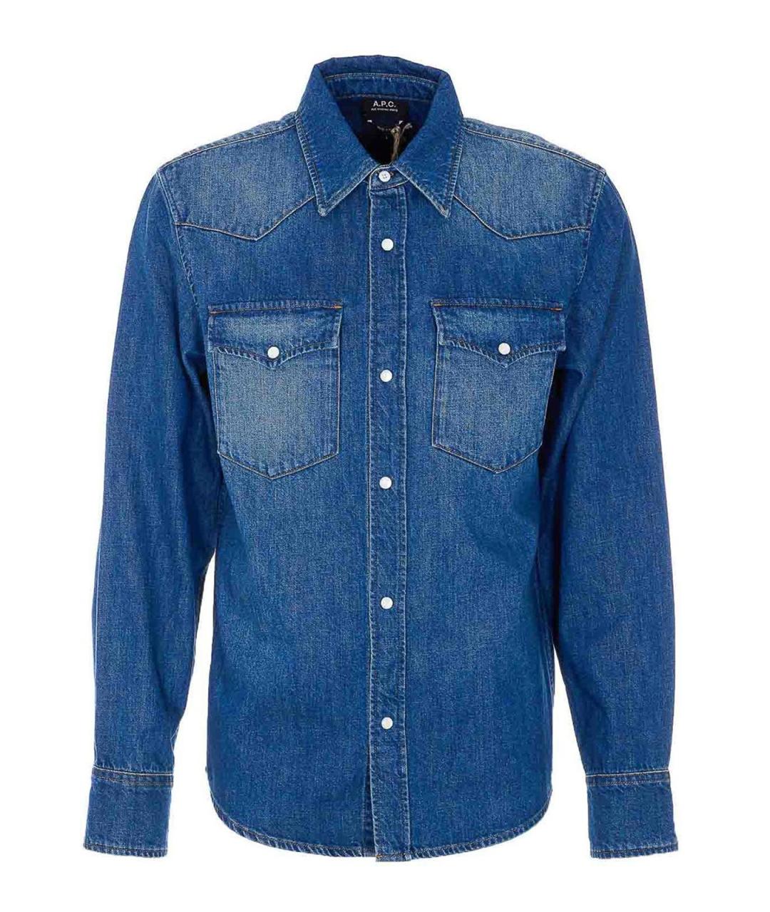 A.P.C. Синяя хлопковая кэжуал рубашка, фото 1