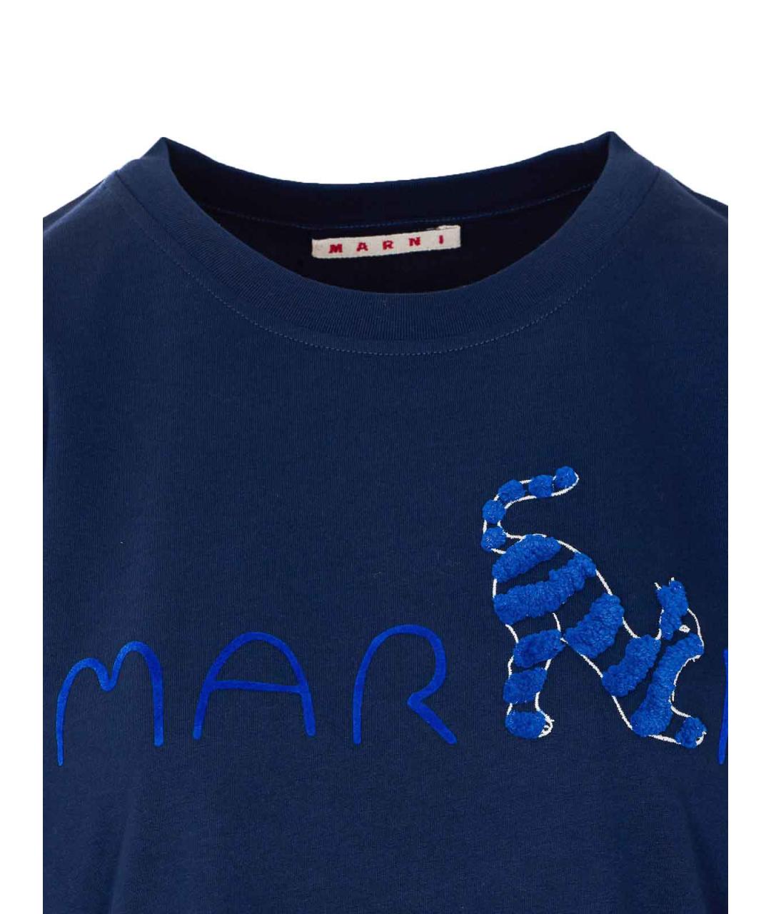 MARNI Синяя хлопковая футболка, фото 4