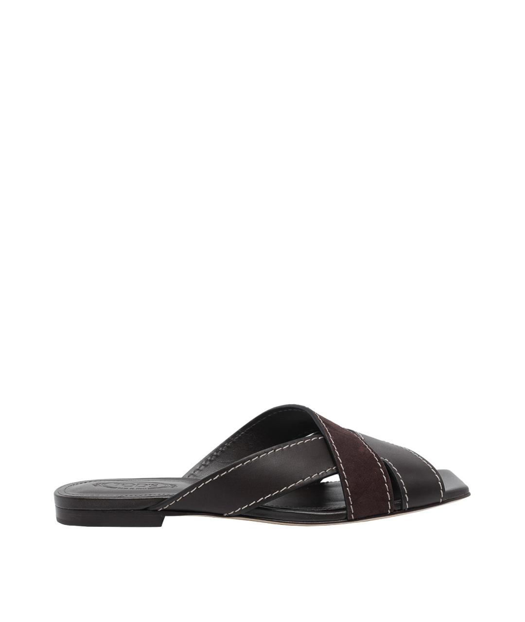 TOD'S Коричневые кожаные сандалии, фото 1