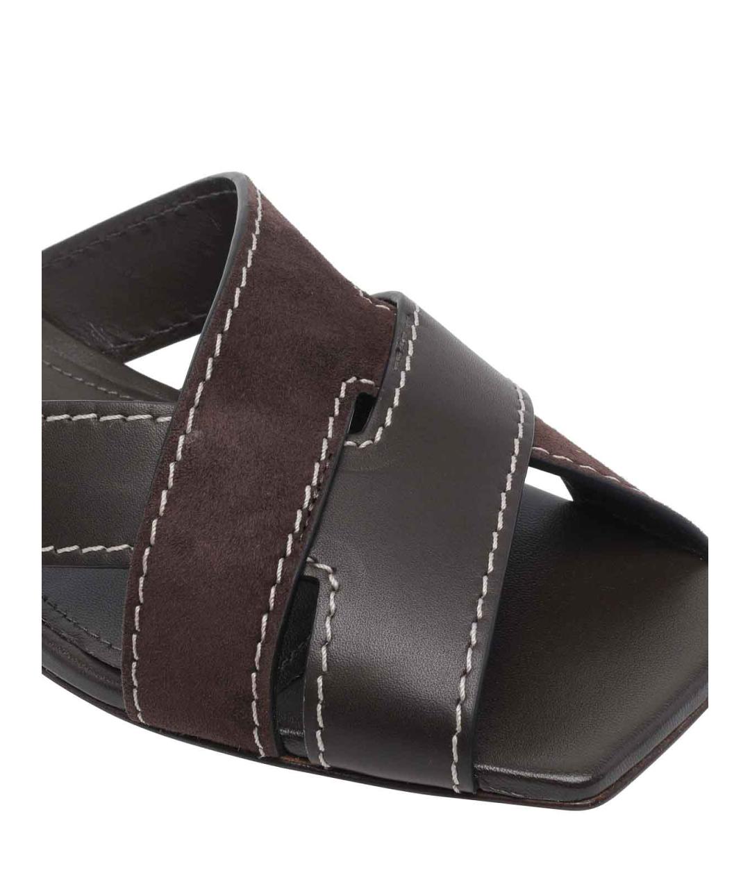 TOD'S Коричневые кожаные сандалии, фото 4
