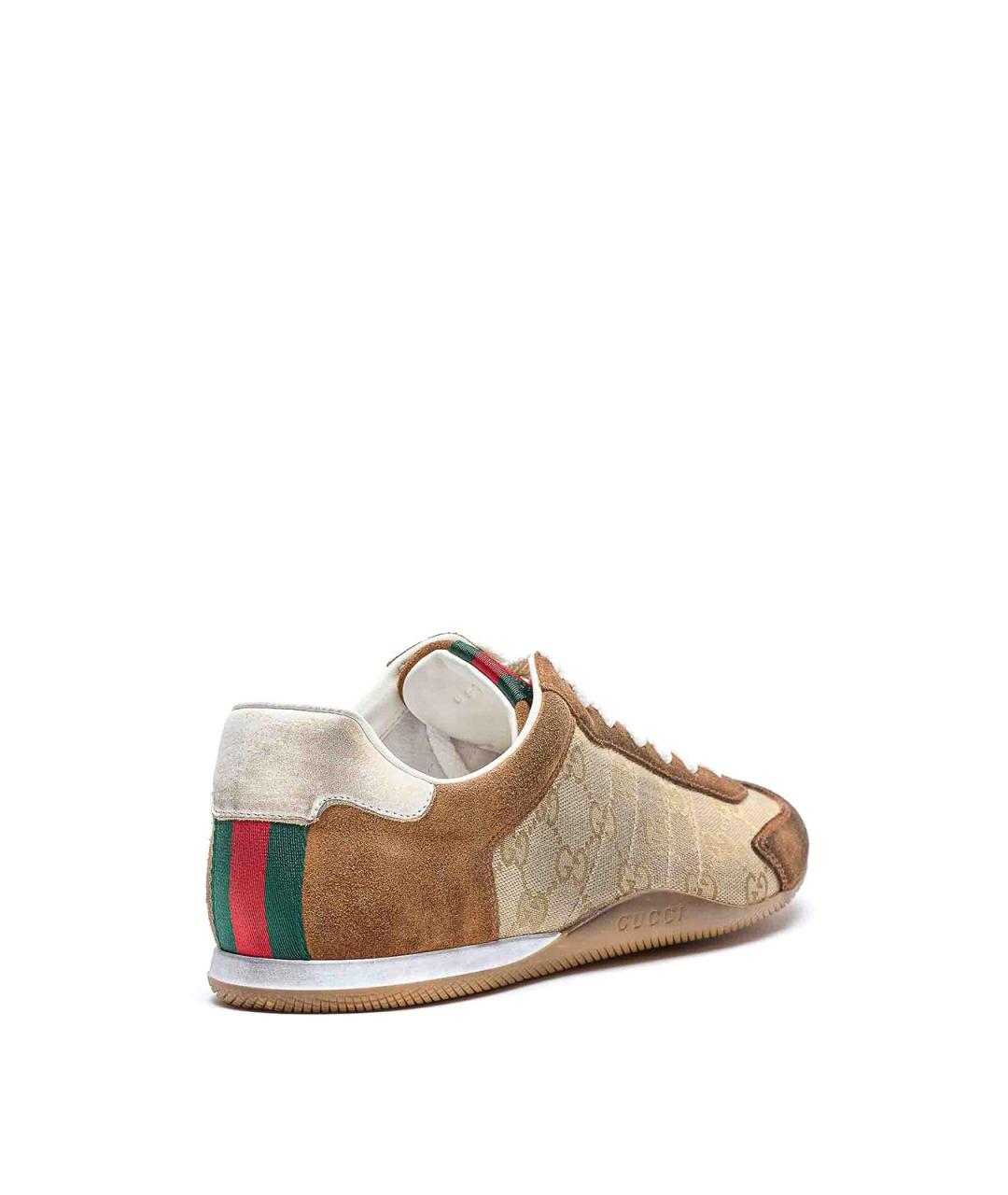GUCCI Коричневые замшевые низкие кроссовки / кеды, фото 2
