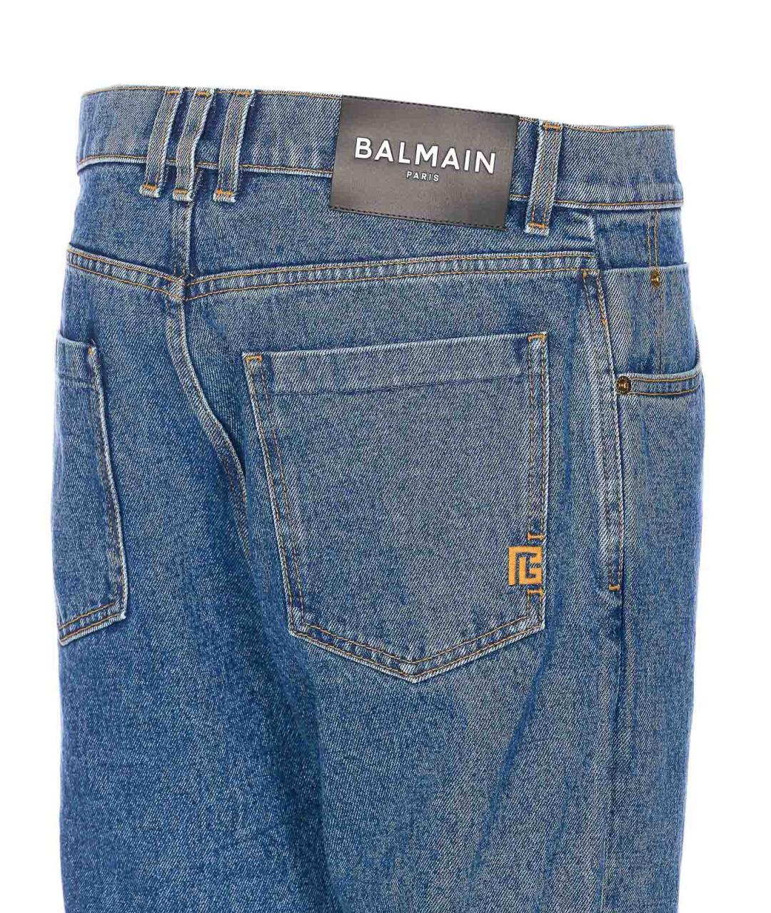 BALMAIN Синие хлопковые прямые джинсы, фото 3