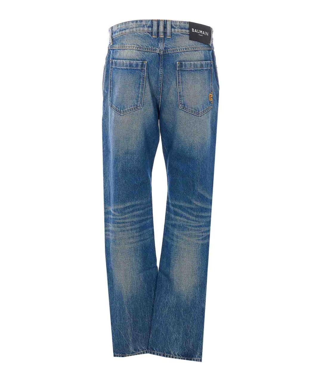 BALMAIN Синие хлопко-полиэстеровые прямые джинсы, фото 2