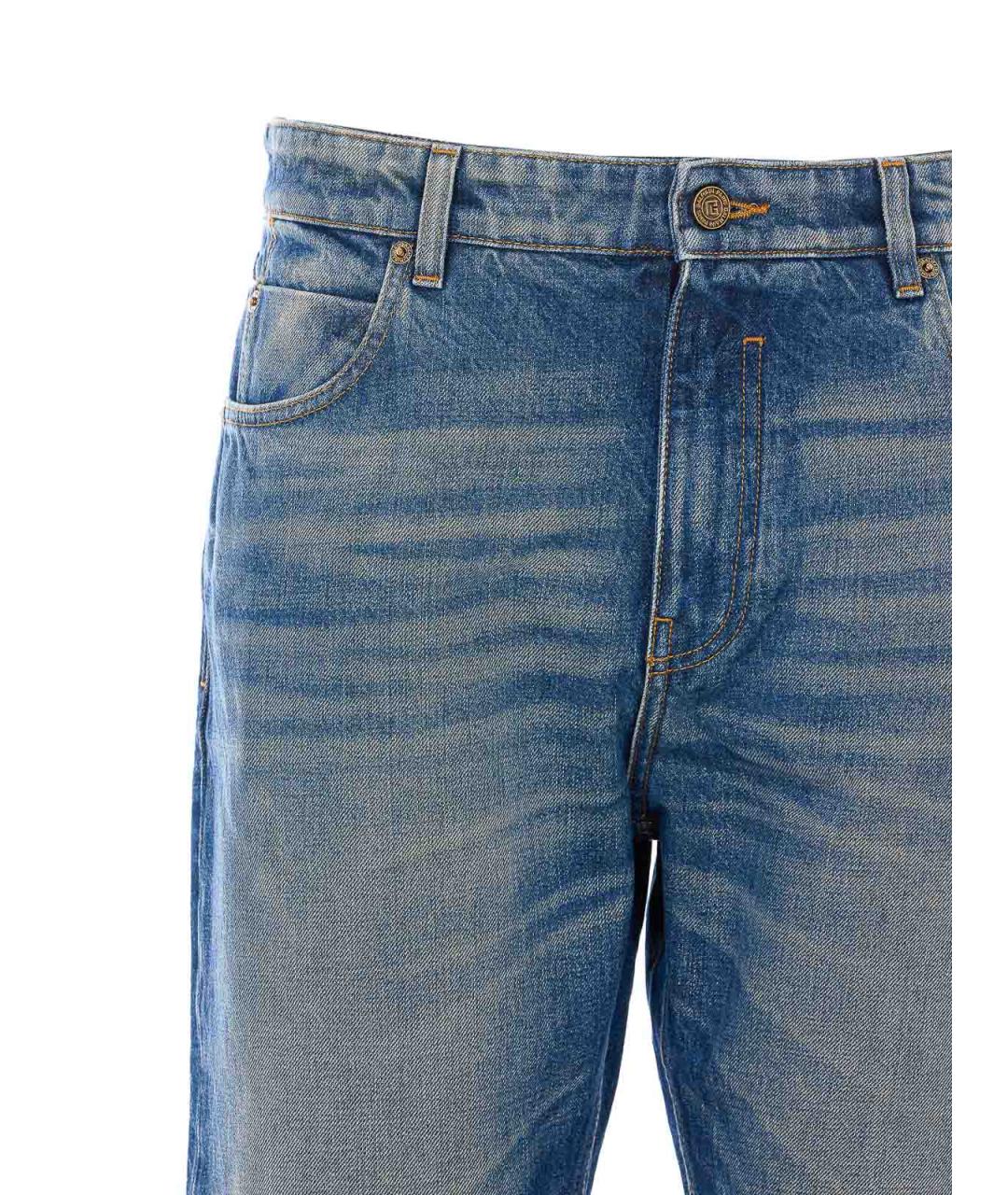BALMAIN Синие хлопко-полиэстеровые прямые джинсы, фото 4