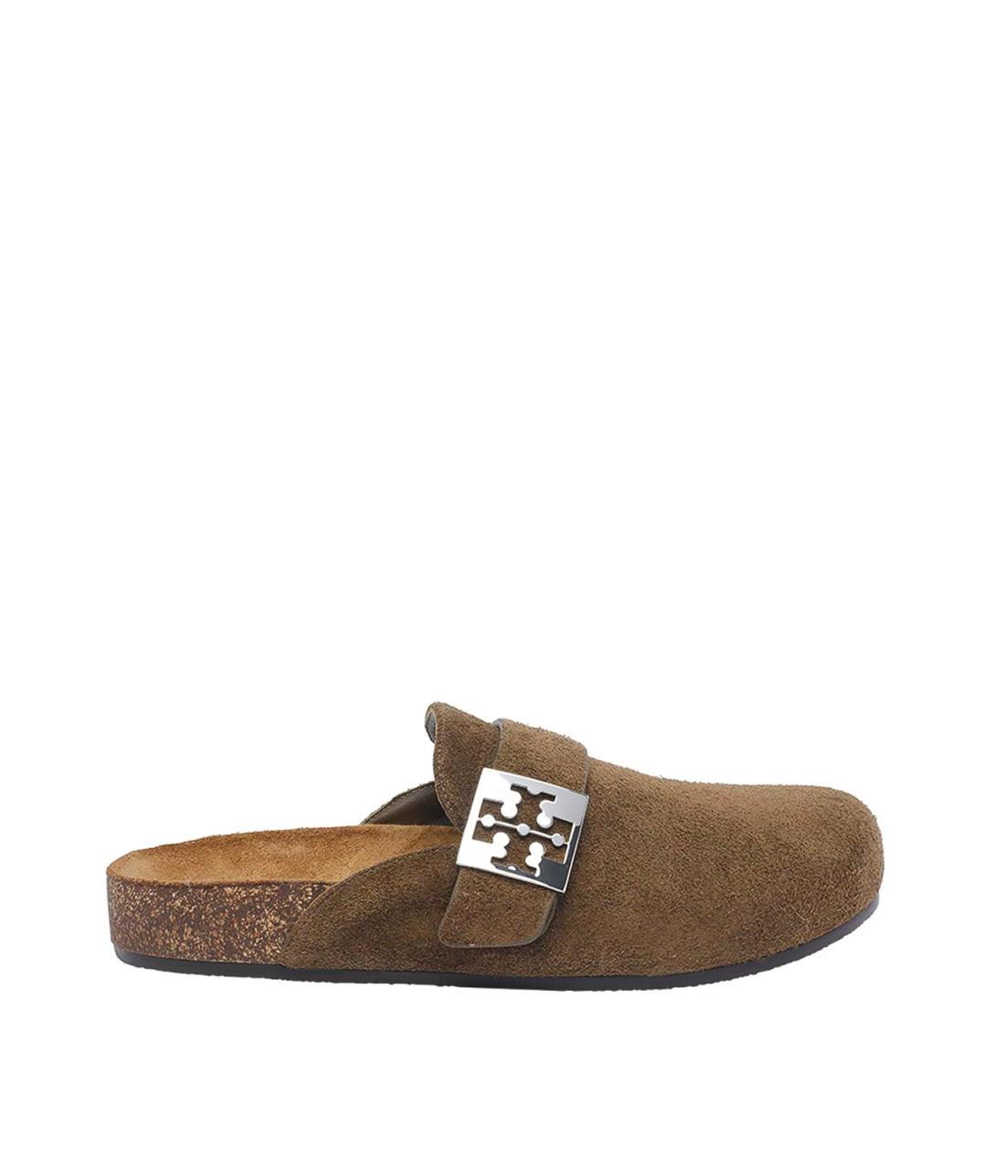 TORY BURCH Коричневые замшевые мюли, фото 1