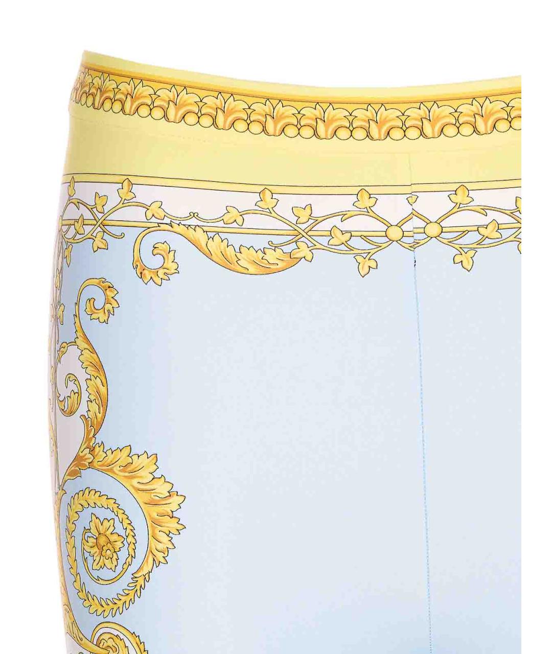 VERSACE Голубые полиамидовые леггинсы и велосипедки, фото 4