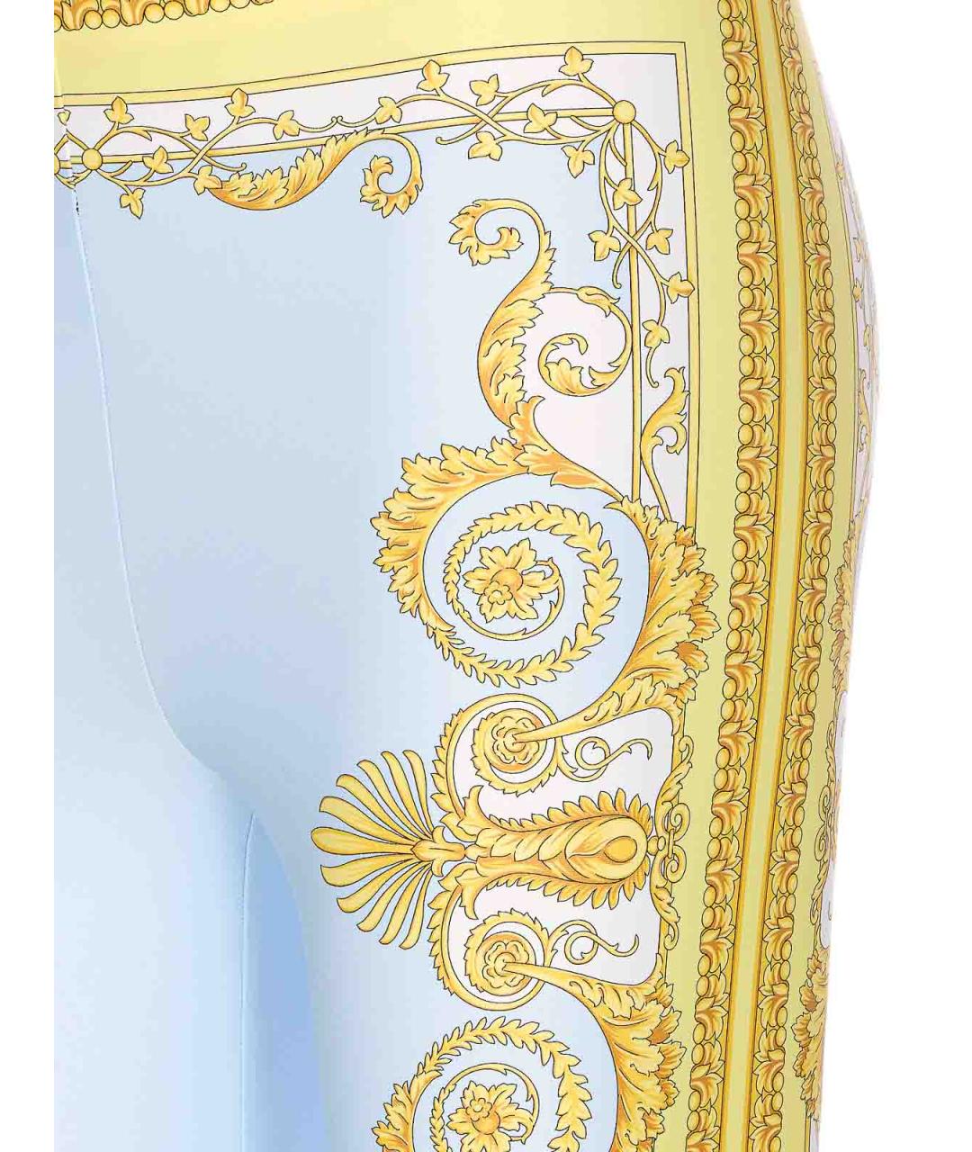 VERSACE Голубые полиамидовые леггинсы и велосипедки, фото 3