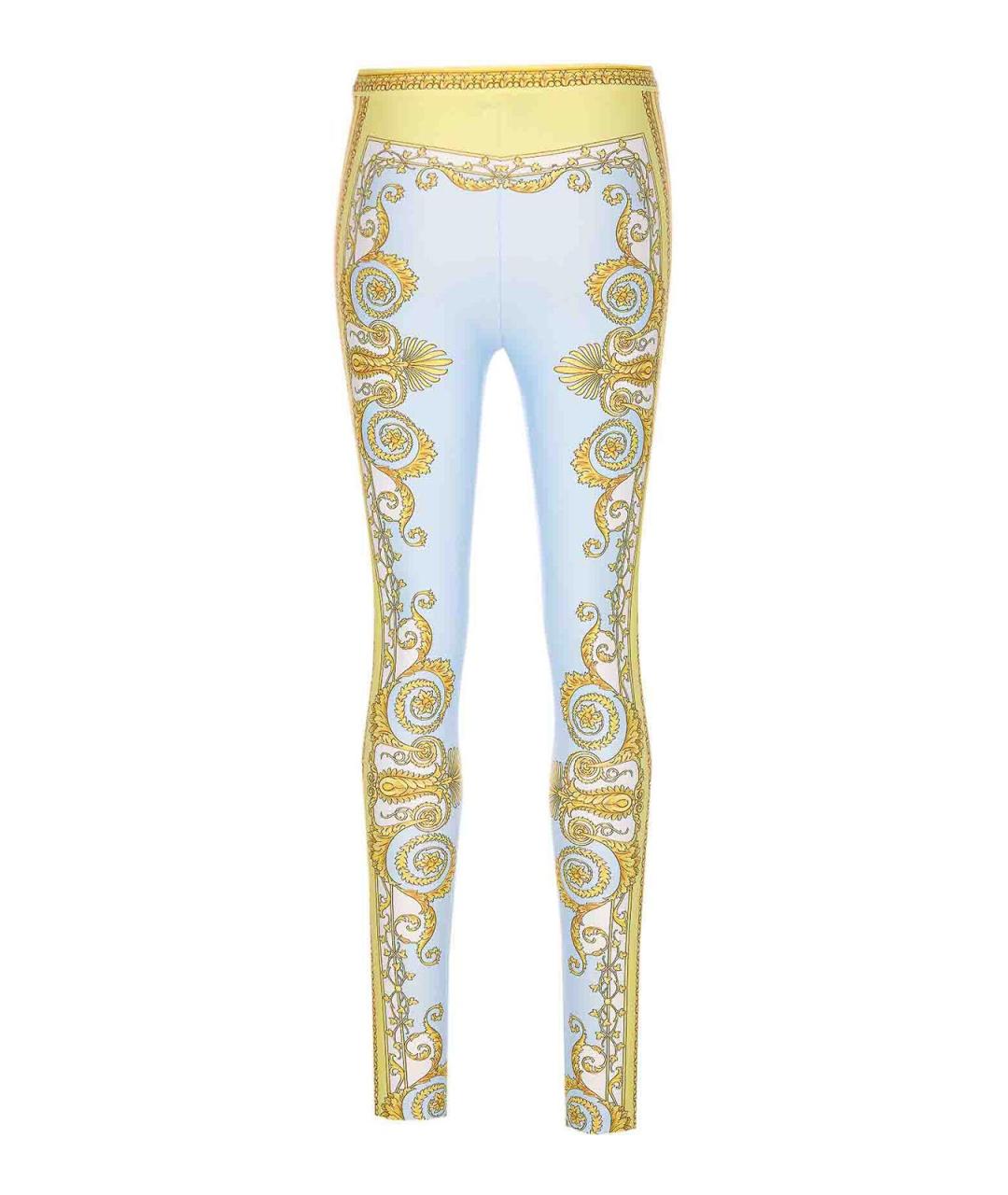 VERSACE Голубые полиамидовые леггинсы и велосипедки, фото 2