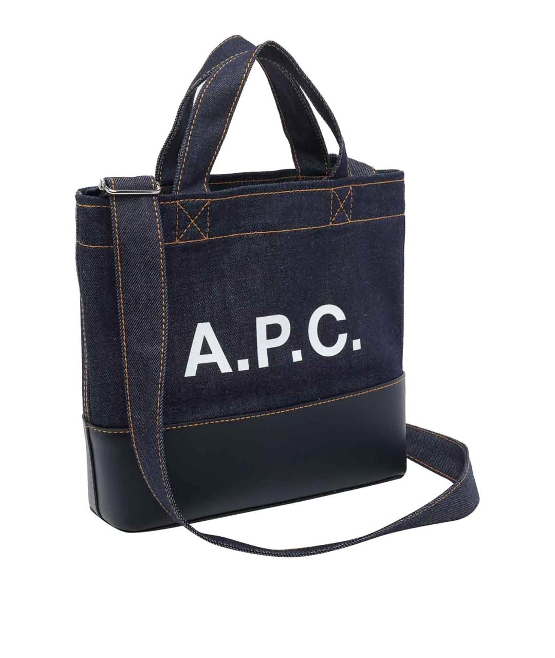 A.P.C. Синяя хлопковая сумка тоут, фото 2
