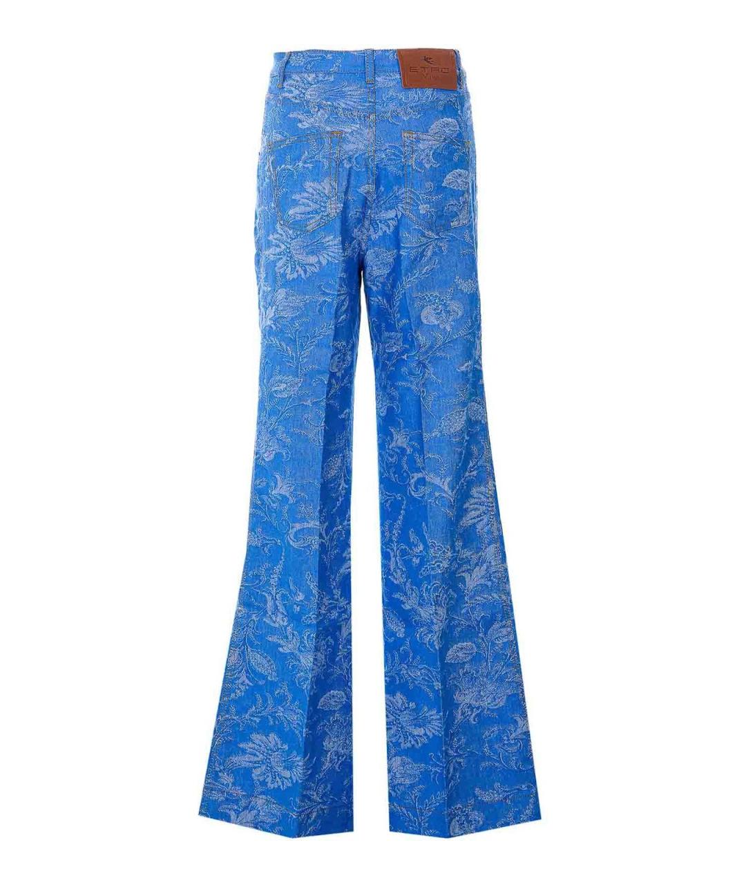 ETRO Синие хлопко-льняные джинсы клеш, фото 2