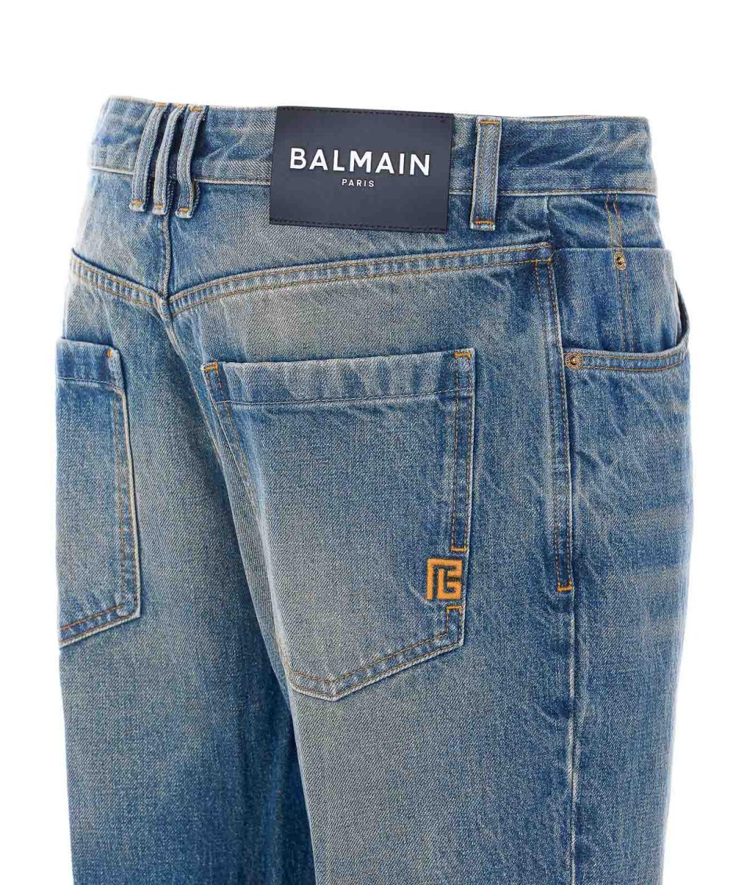 BALMAIN Синие хлопковые прямые джинсы, фото 3
