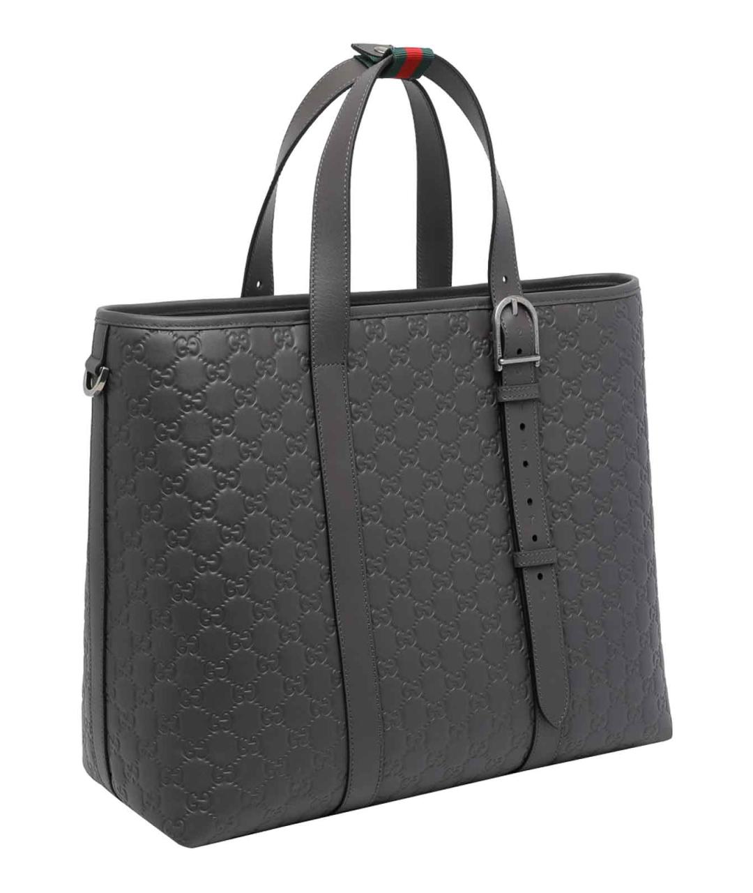 GUCCI Серая кожаная сумка тоут, фото 2