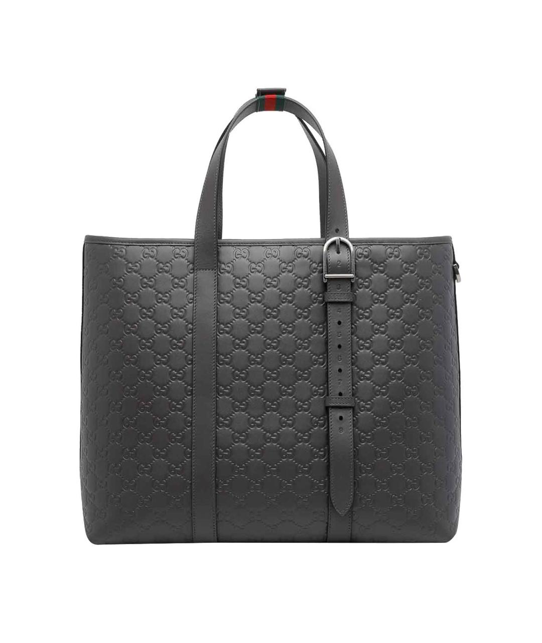 GUCCI Серая кожаная сумка тоут, фото 3