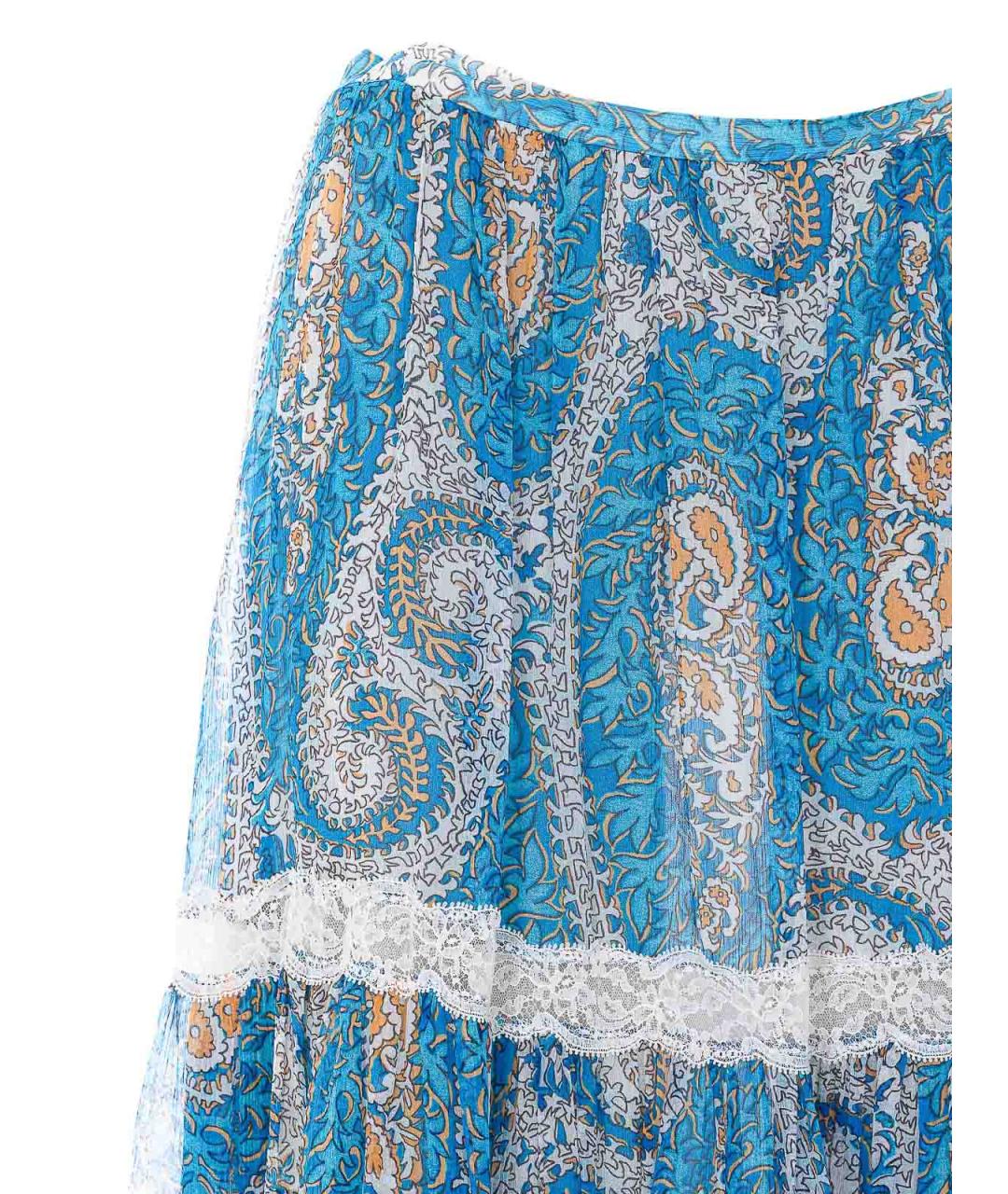ETRO Синяя полиэстеровая юбка миди, фото 4