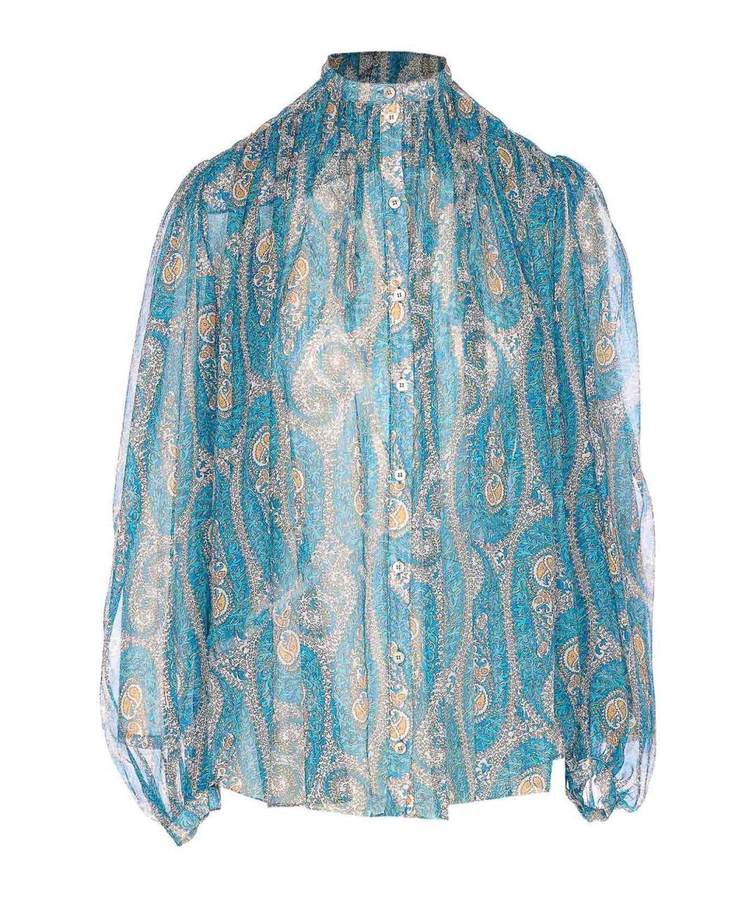 ETRO Синяя шелковая рубашка, фото 1