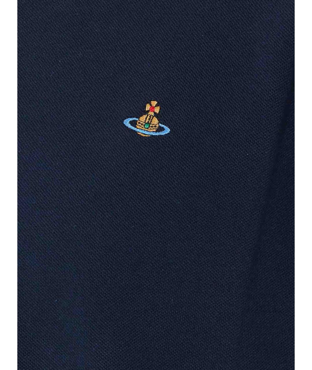 VIVIENNE WESTWOOD Синее хлопковое поло с коротким рукавом, фото 3