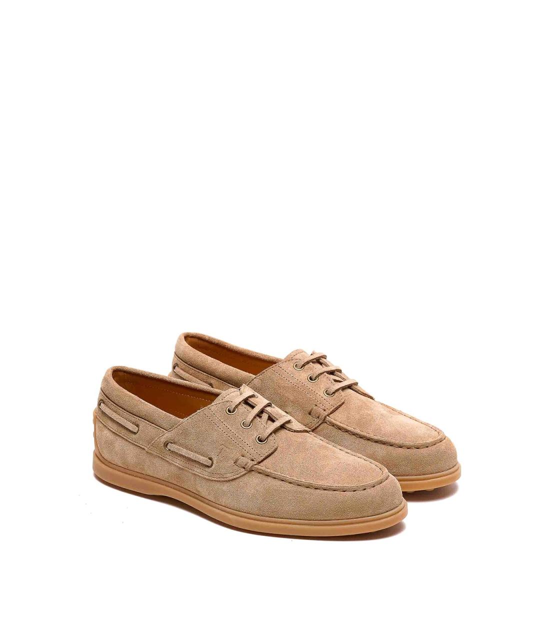 TOD'S Бежевые замшевые лоферы, фото 4