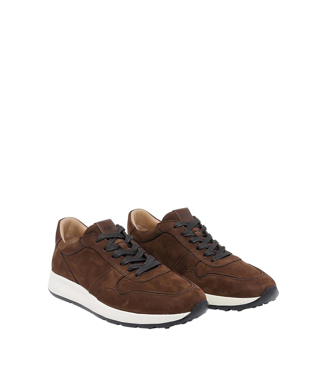 TOD'S Коричневые замшевые низкие кроссовки / кеды, фото 2