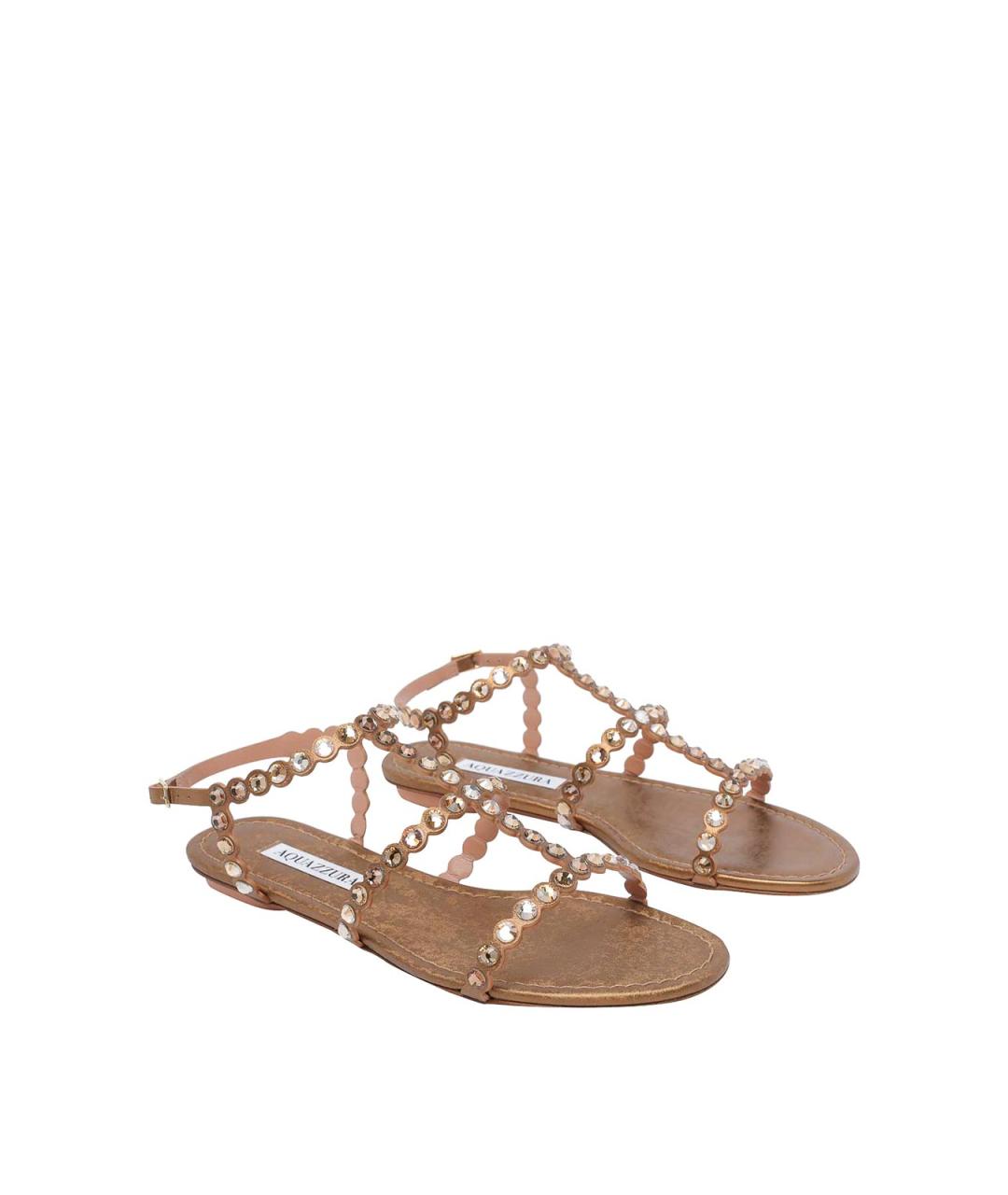 AQUAZZURA Коричневые кожаные балетки, фото 2