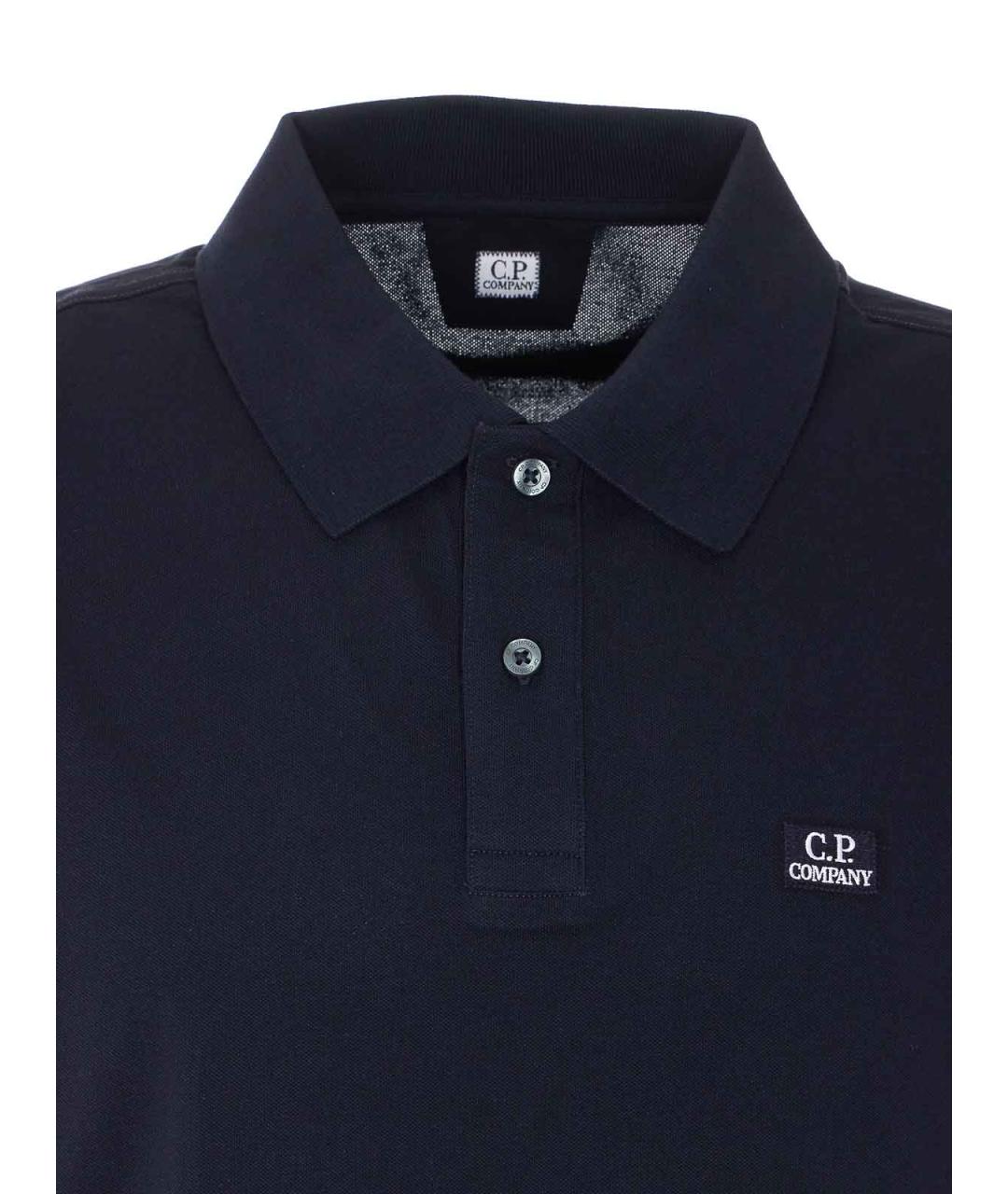 CP COMPANY Темно-синее хлопковое поло с коротким рукавом, фото 4